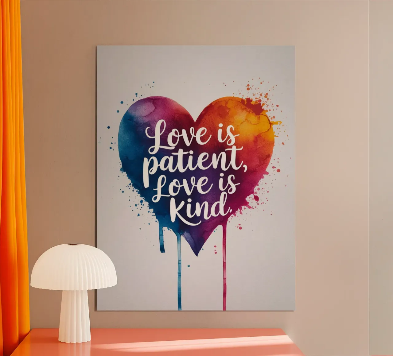 L'amore è paziente, l'amore è gentile poster con telaio in legno da logic