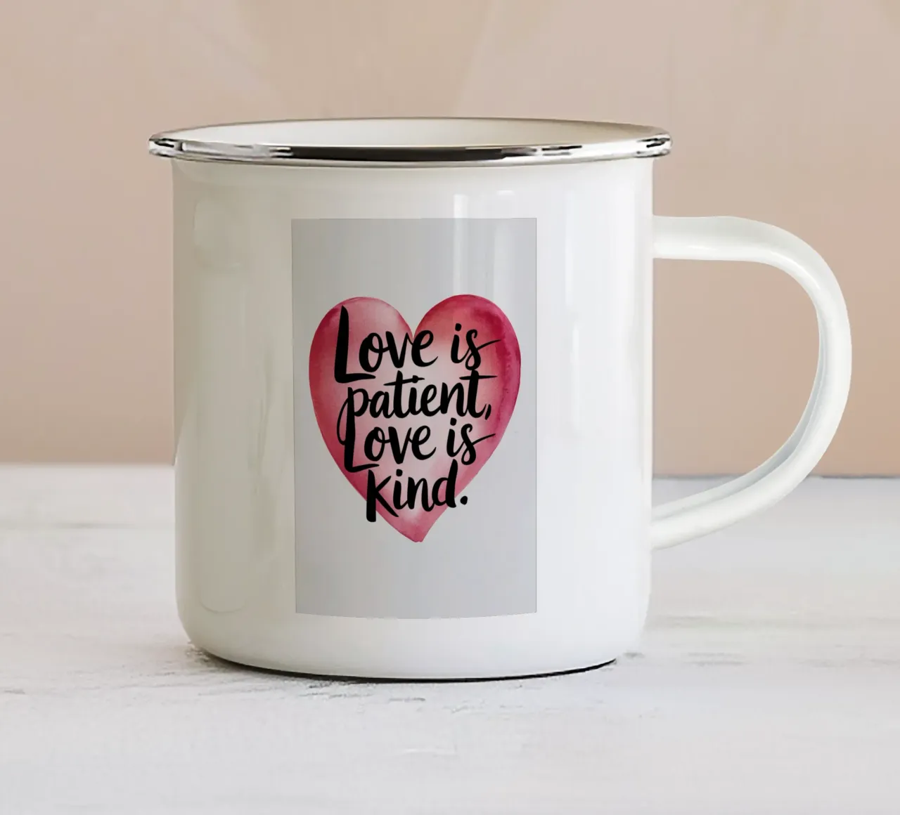 L'amore è paziente, l'amore è gentile tazza in smalto da logic