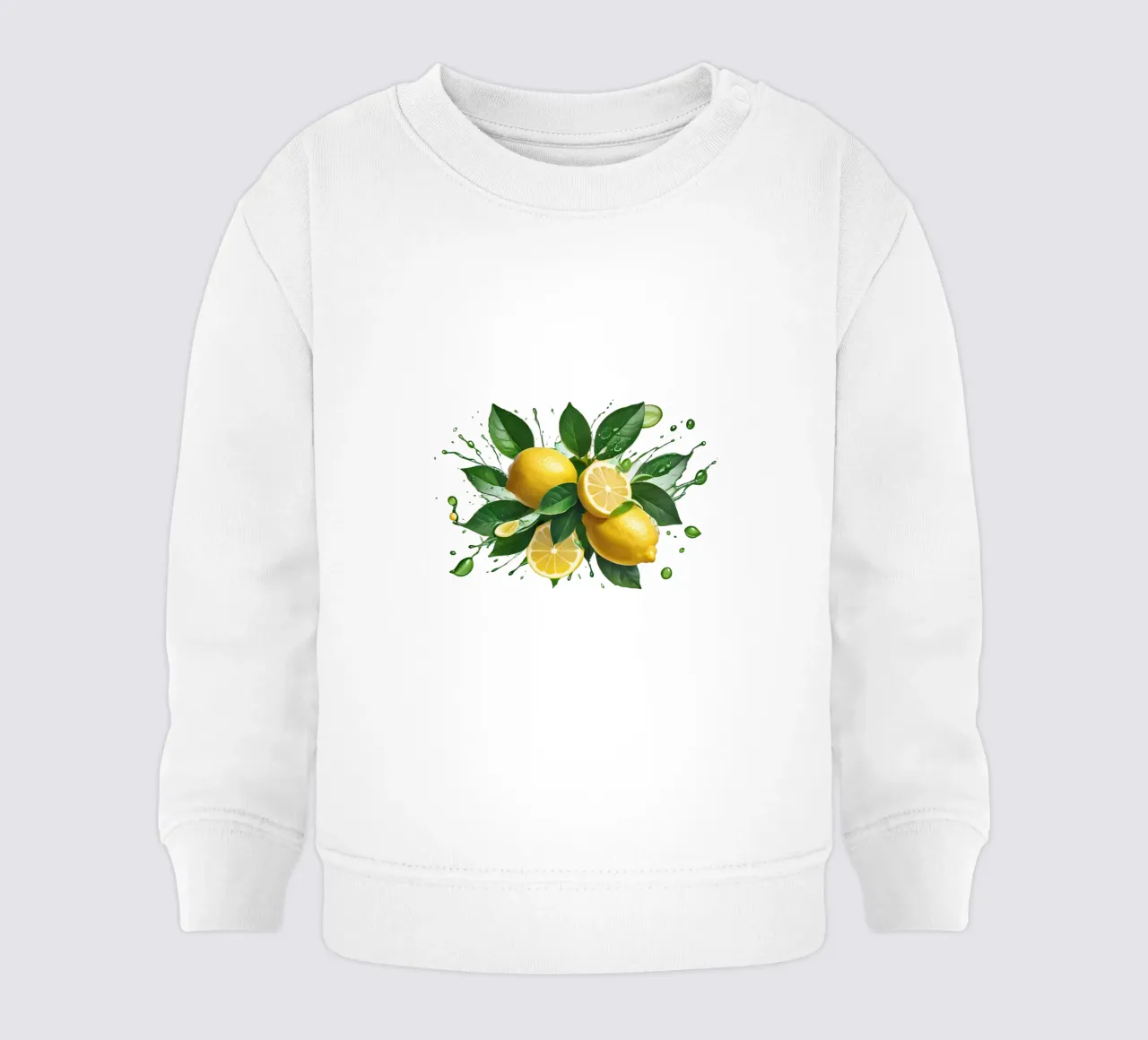 Bright lemon halves erupting with juice and splashes baby sweatshirt by DesignDoodle