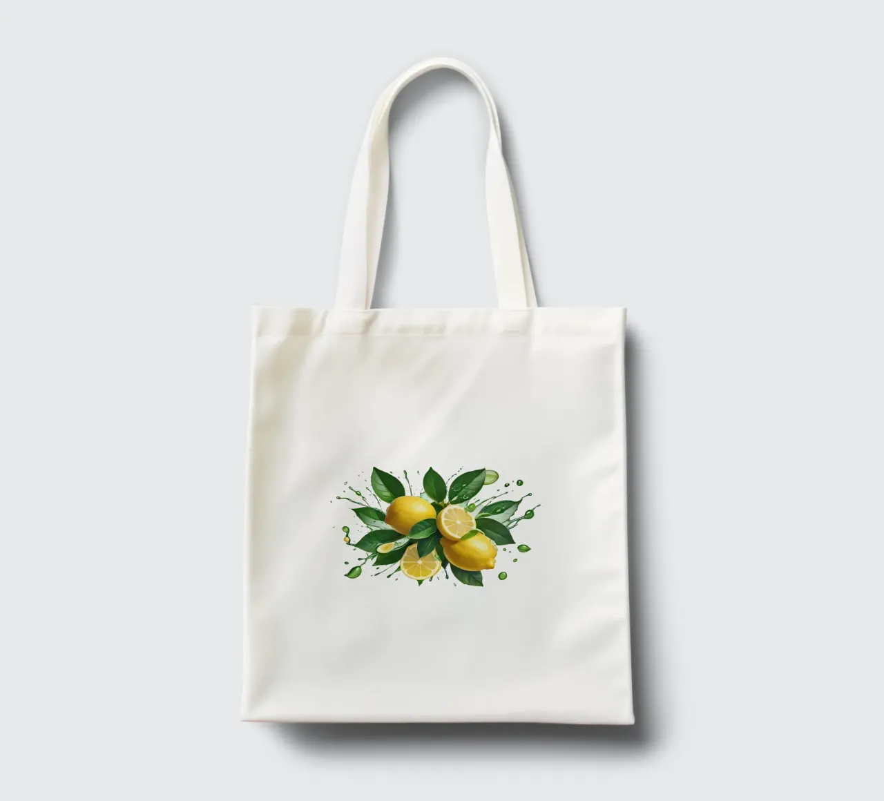 Bright lemon halves erupting with juice and splashes tote bag by DesignDoodle