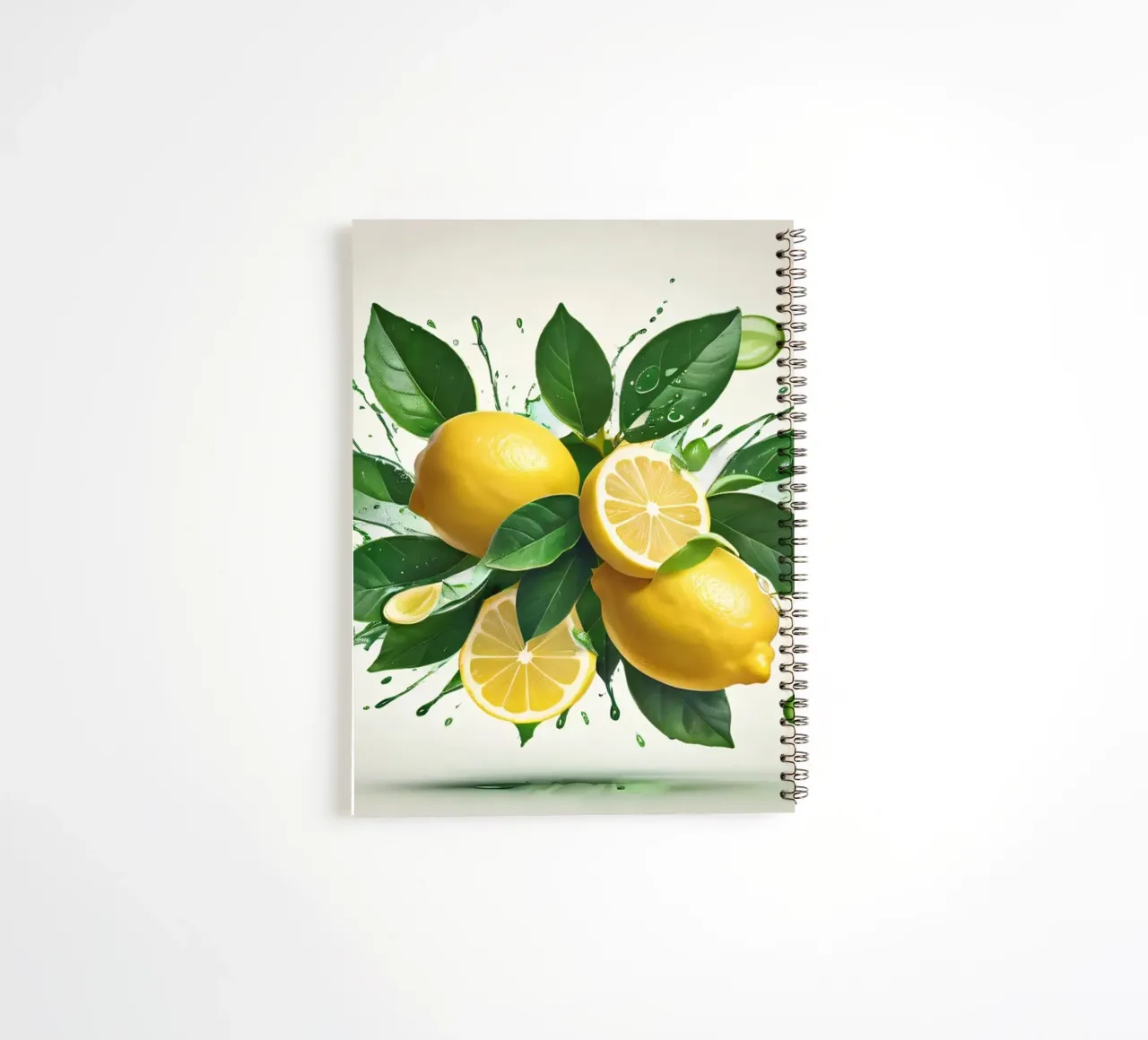 Bright lemon halves erupting with juice and splashes spiral notebook by DesignDoodle