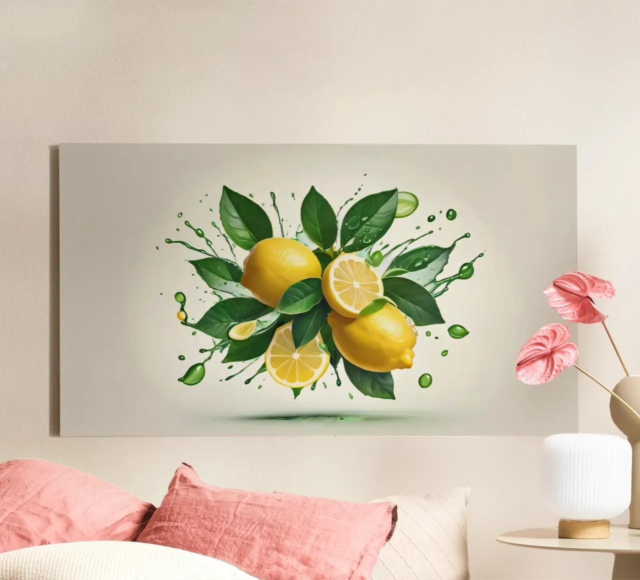 Moitiés de citron éclatantes de jus et d'éclaboussures toile de DesignDoodle