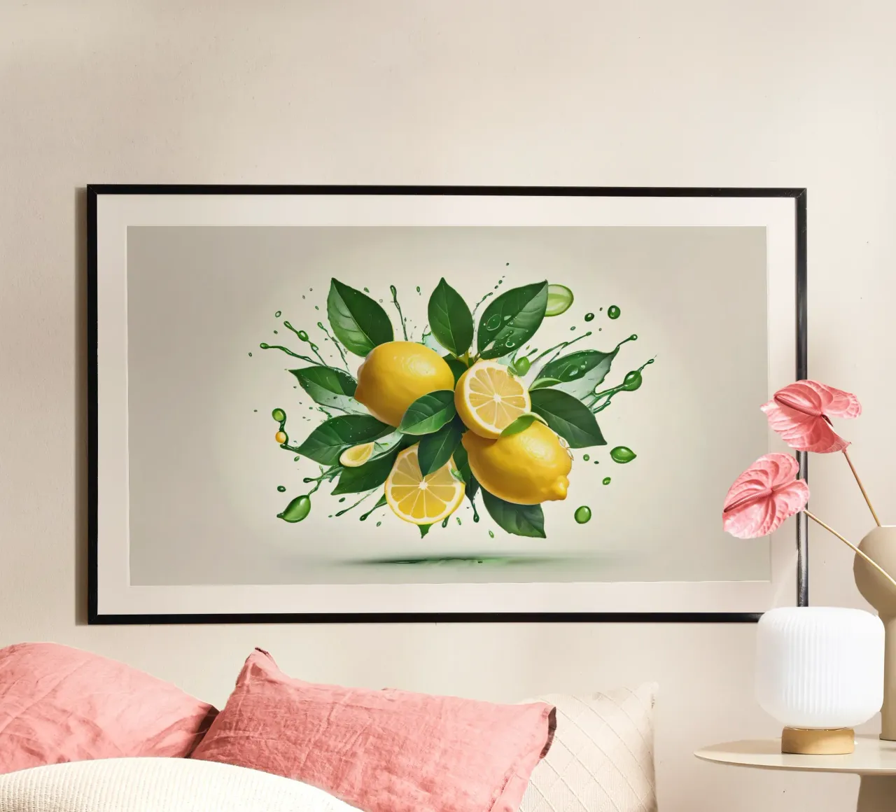 Mezzi limoni brillanti che erompono con succo e spruzzi carta hahnemühle da DesignDoodle