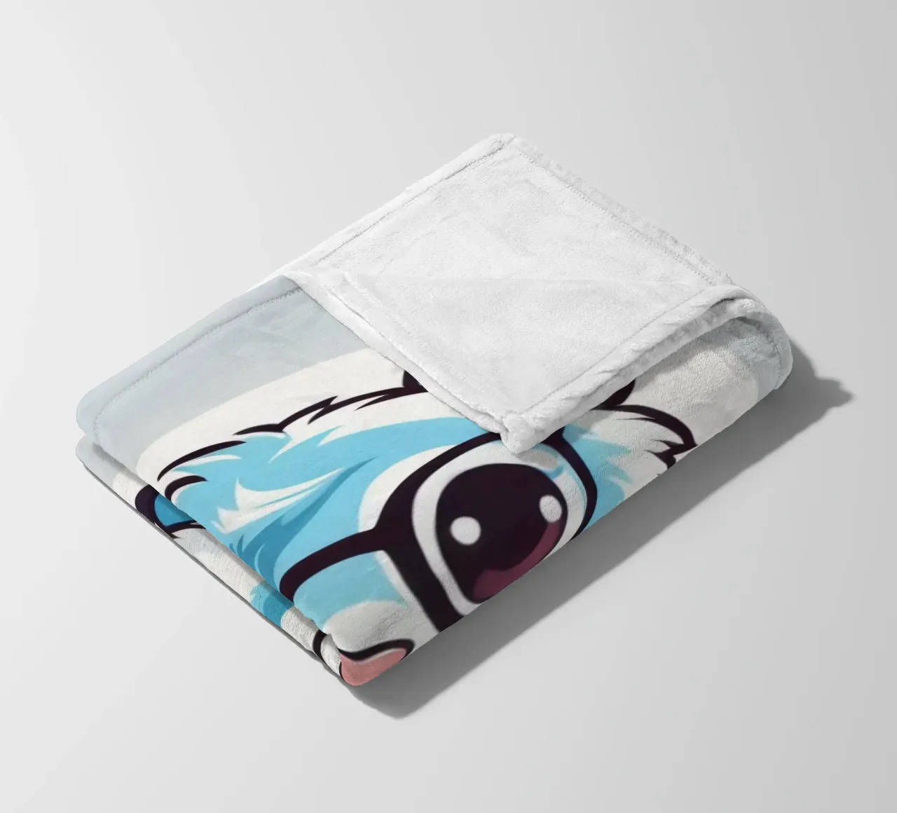 Simpatica creatura pelosa blu con occhiali in una grafica giocosa coperta in pile da DesignDoodle