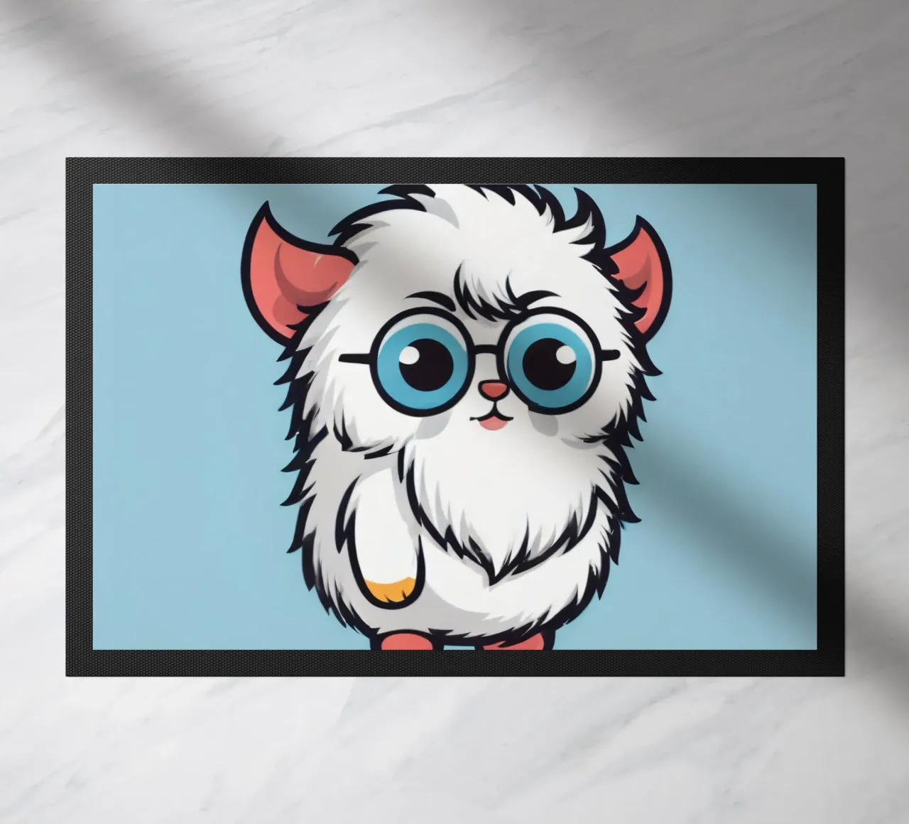 Simpatica creatura soffice con occhiali zerbino da DesignDoodle