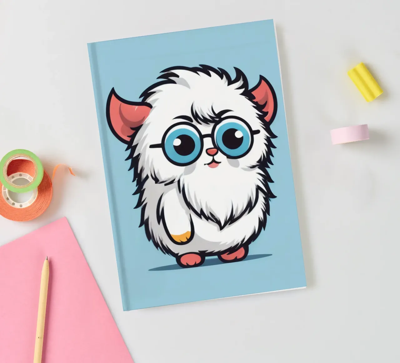 Simpatica creatura soffice con occhiali diario da DesignDoodle