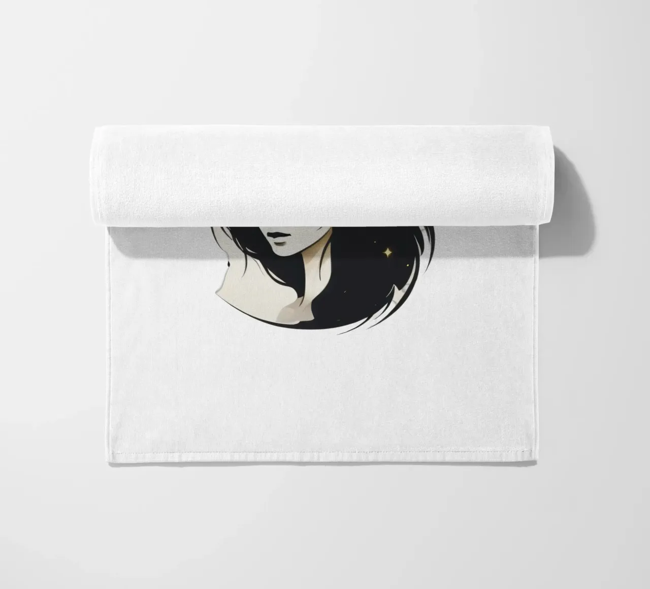 illustrazione in bianco e nero di una donna contemplativa telo mare da DesignDoodle