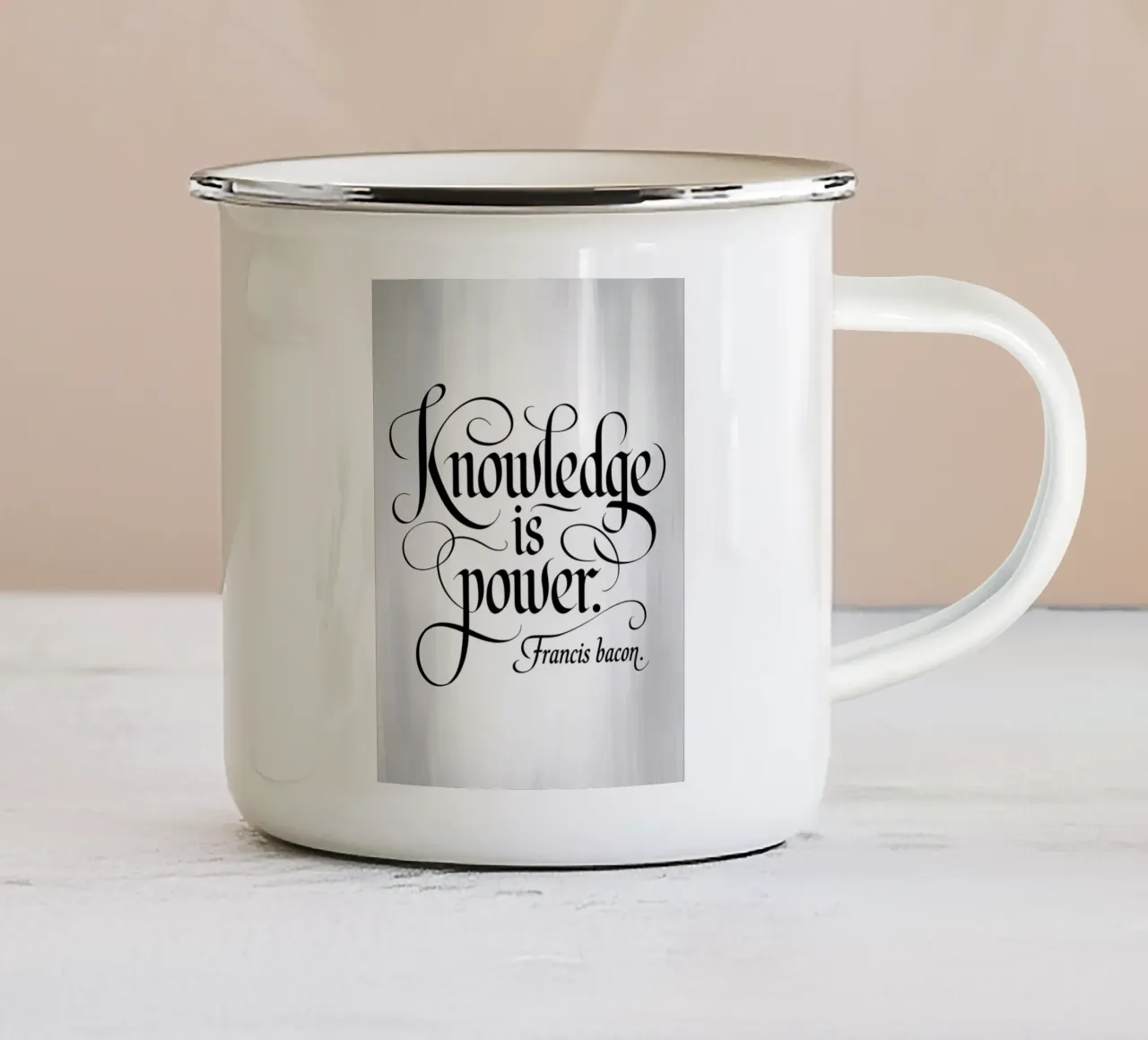 La conoscenza è potere. tazza in smalto da logic
