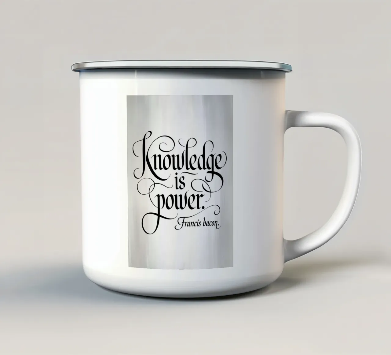 La conoscenza è potere. tazza in smalto da logic