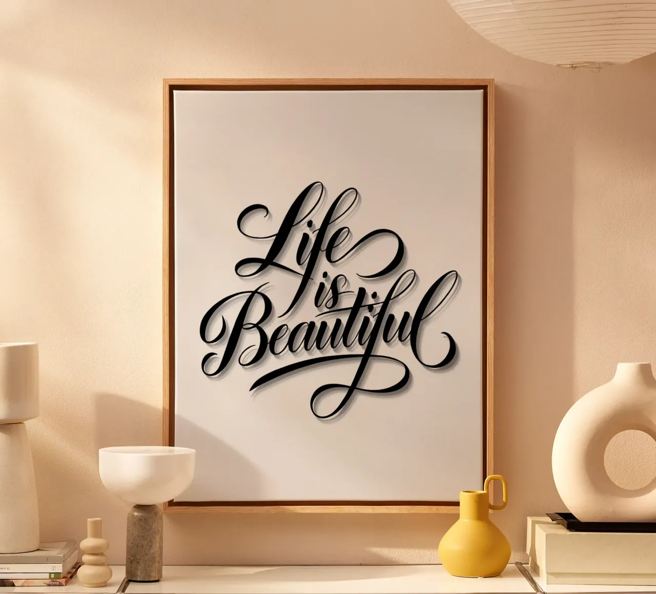 Het leven is mooi canvas met Baklijst van logic
