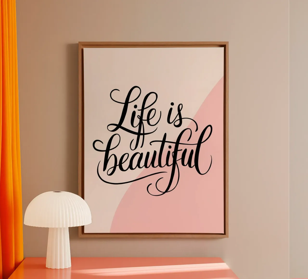 Het leven is mooi canvas met Baklijst van logic