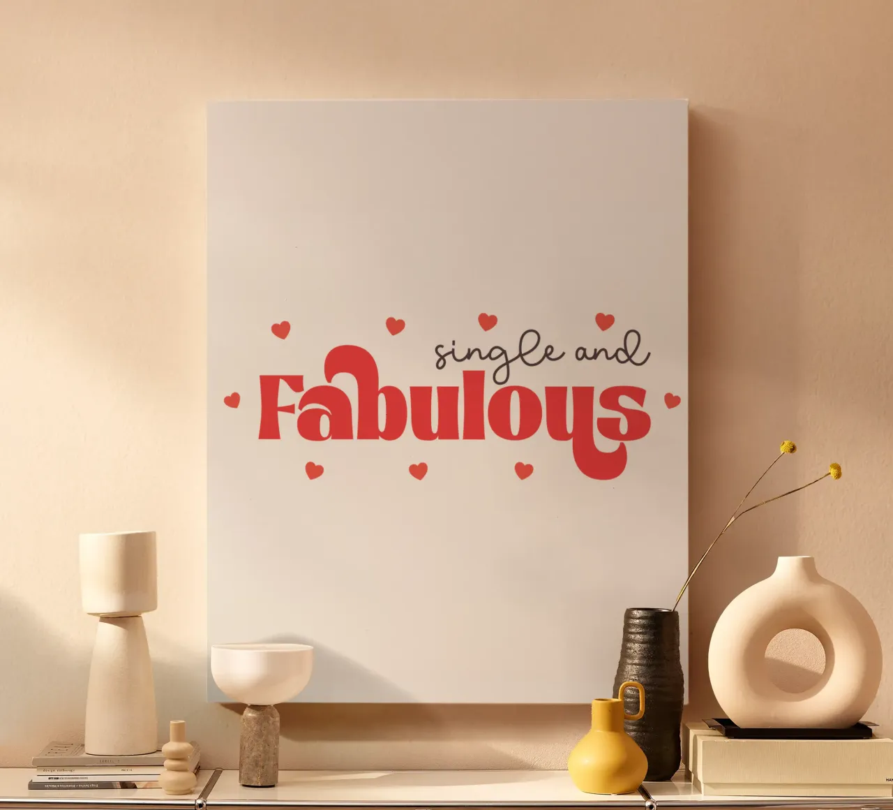 Single and Fabulous canvas met Baklijst van edsonramosart