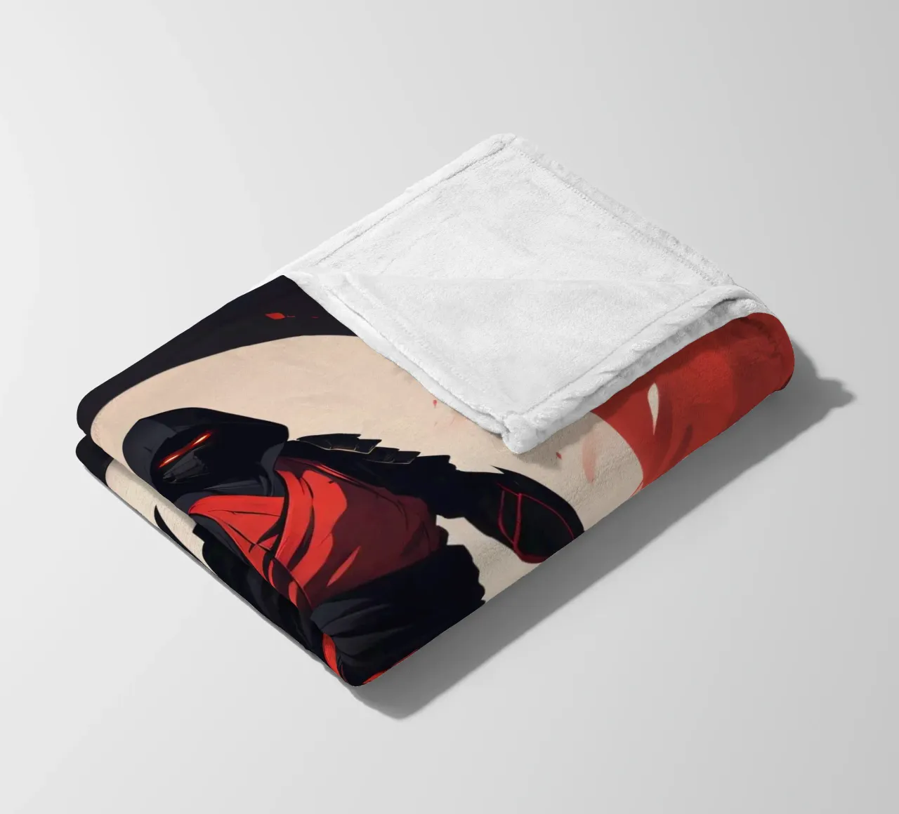 Ninja-Kriegerin in auffälliger rot-schwarzer Kleidung Fleecedecke von DesignDoodle
