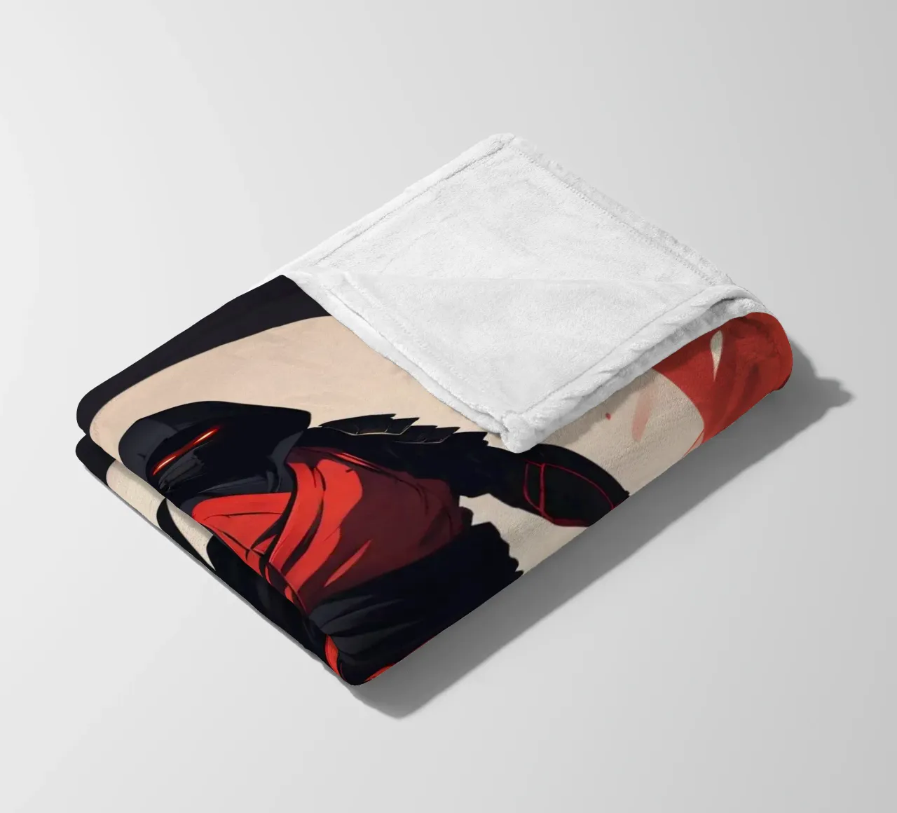 Ninja-Kriegerin in auffälliger rot-schwarzer Kleidung Fleecedecke von DesignDoodle