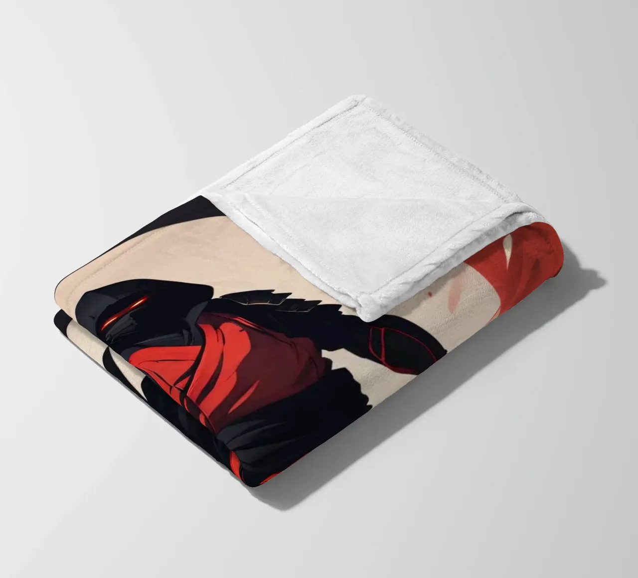 Ninja-Kriegerin in auffälliger rot-schwarzer Kleidung Fleecedecke von DesignDoodle