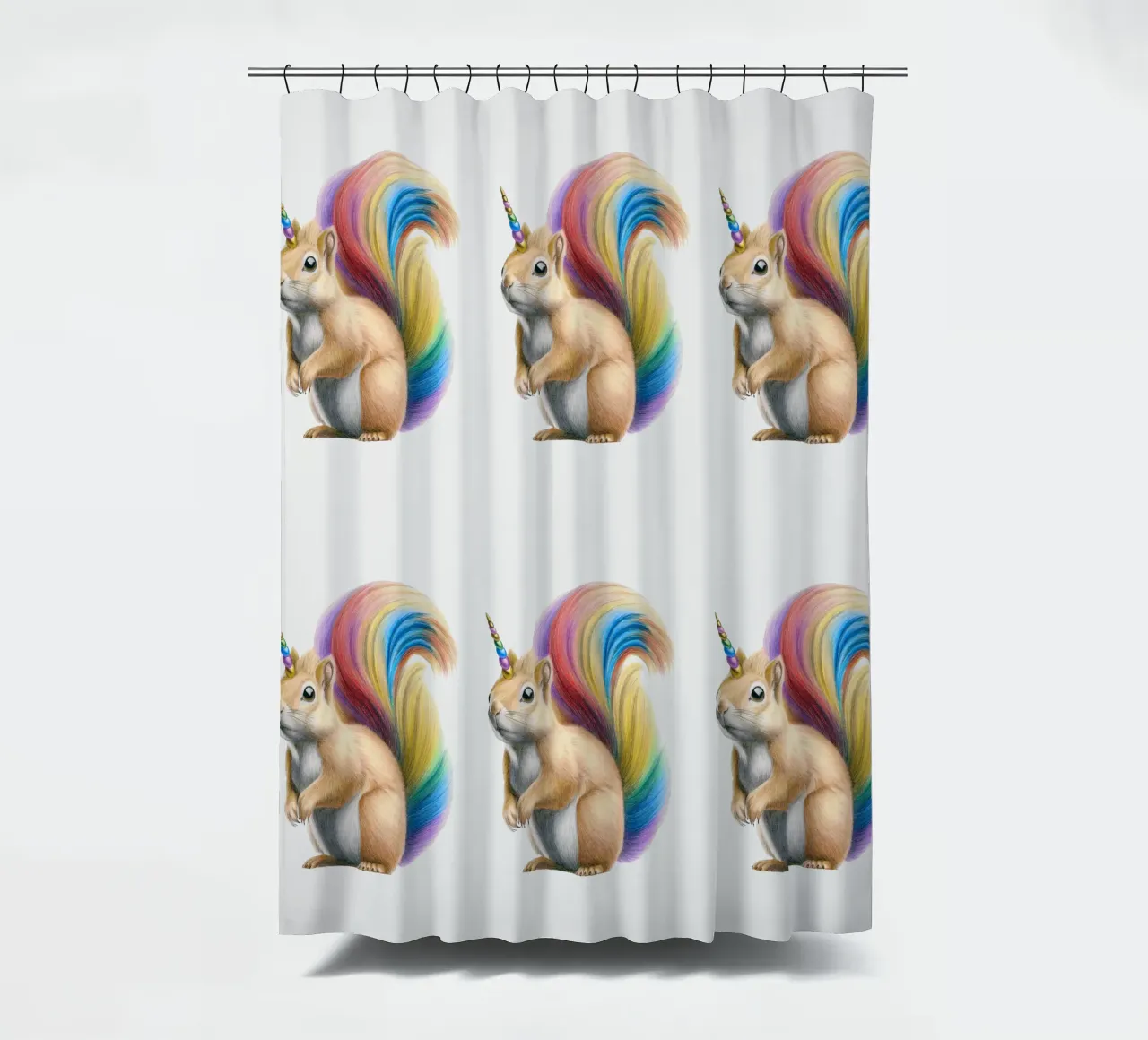 Squirrel unicorn shower curtain by Graphit und Farbe