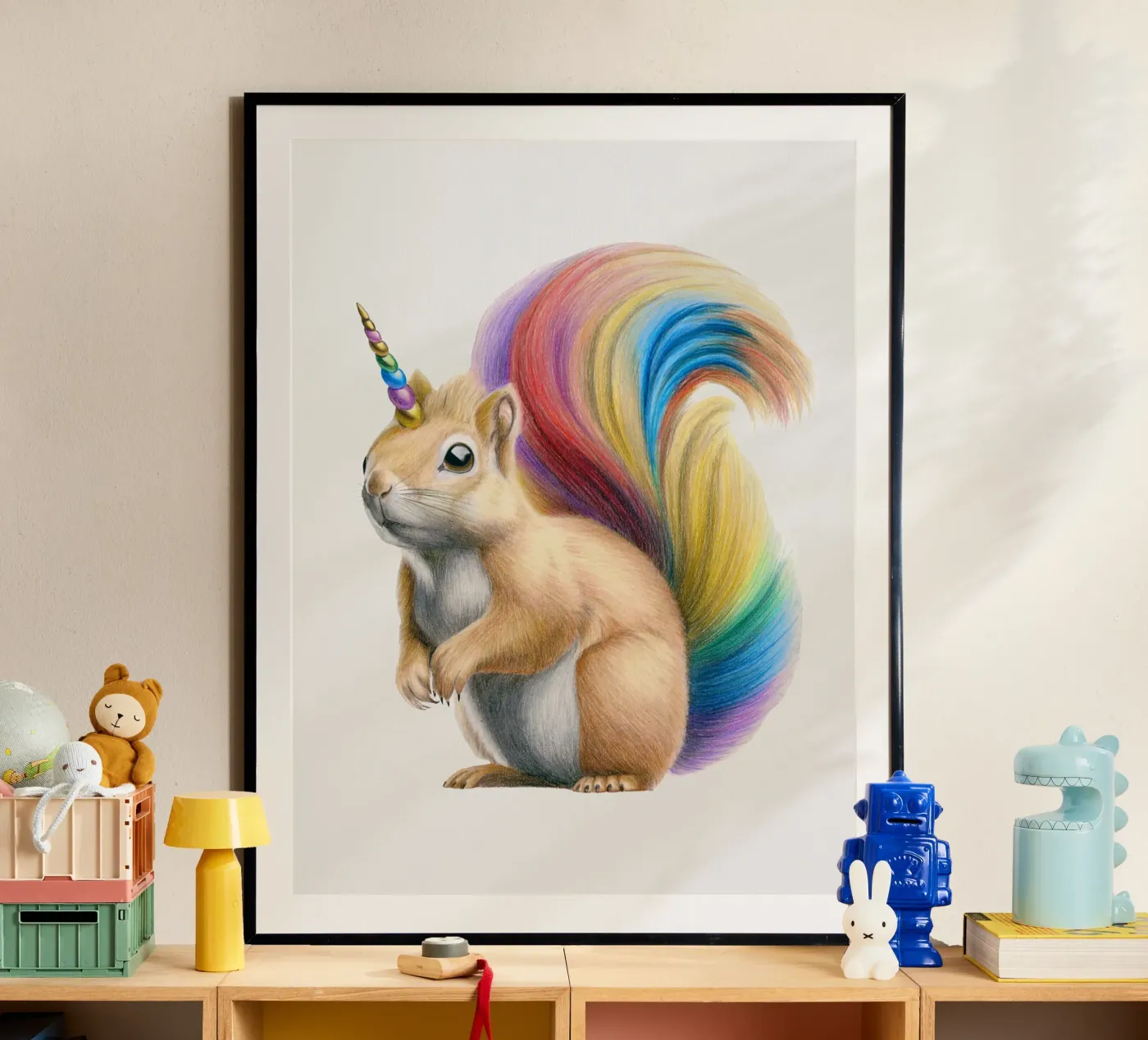 Squirrel unicorn Poster von Graphit und Farbe