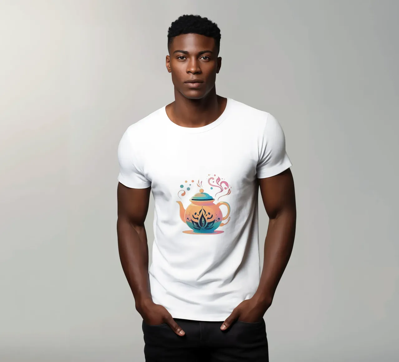 Stylish teapot design featuring elegant floral patterns t-shirt by DesignDoodle