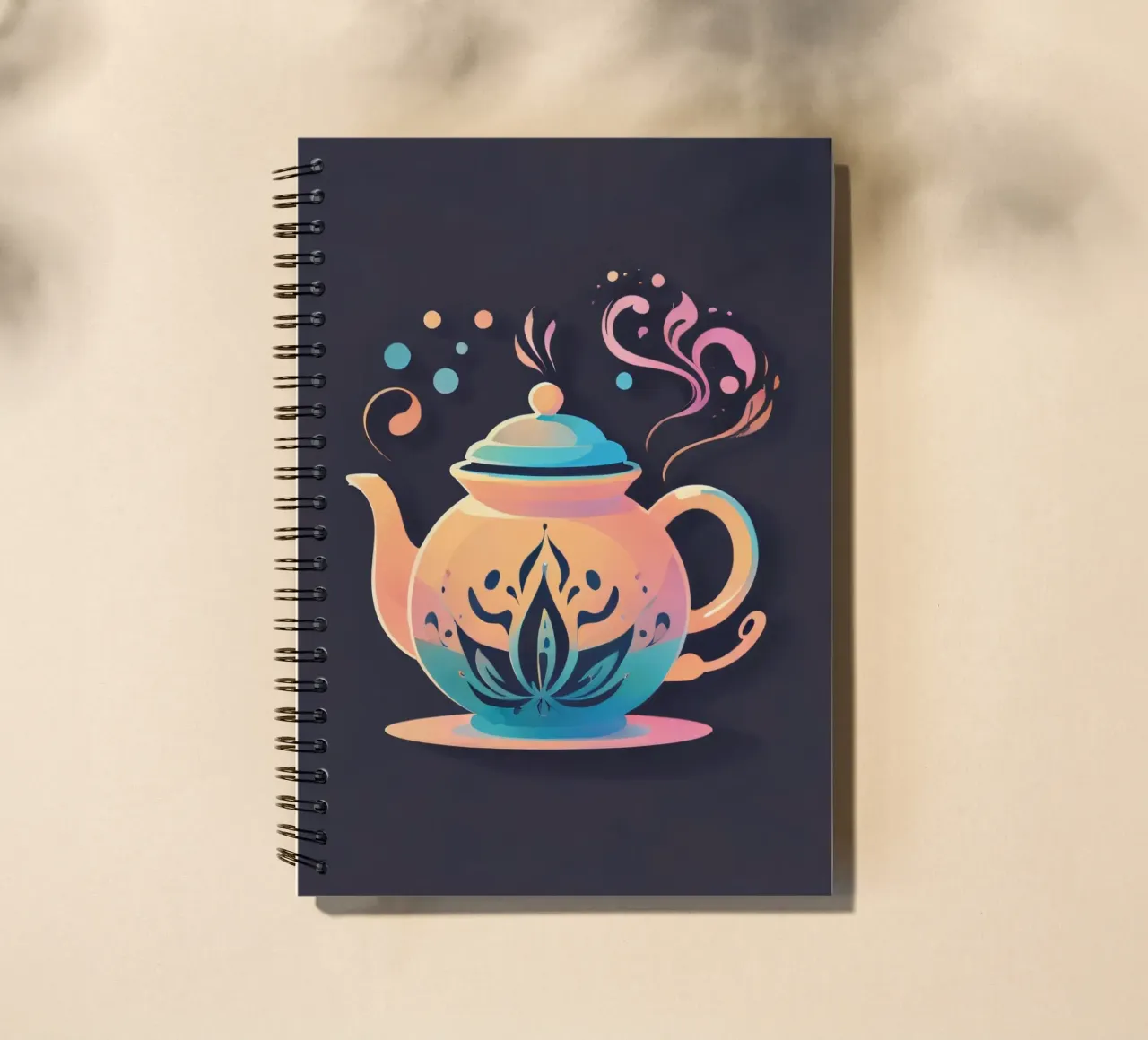 Stylish teapot design featuring elegant floral patterns spiral notebook by DesignDoodle