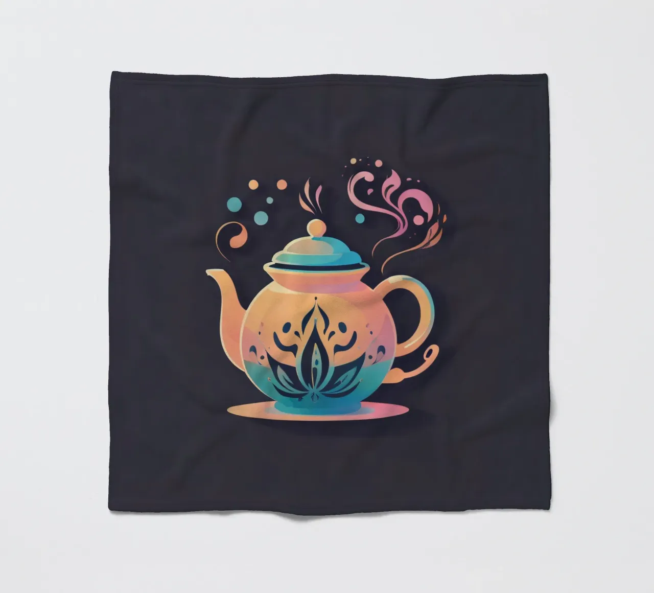 Stylish teapot design featuring elegant floral patterns fleece blanket by DesignDoodle