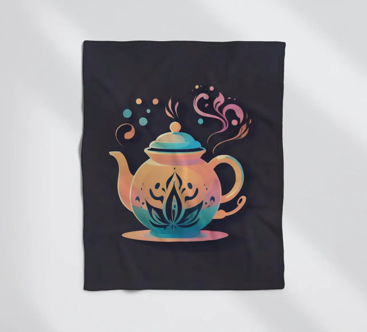 Stylish teapot design featuring elegant floral patterns fleece blanket by DesignDoodle