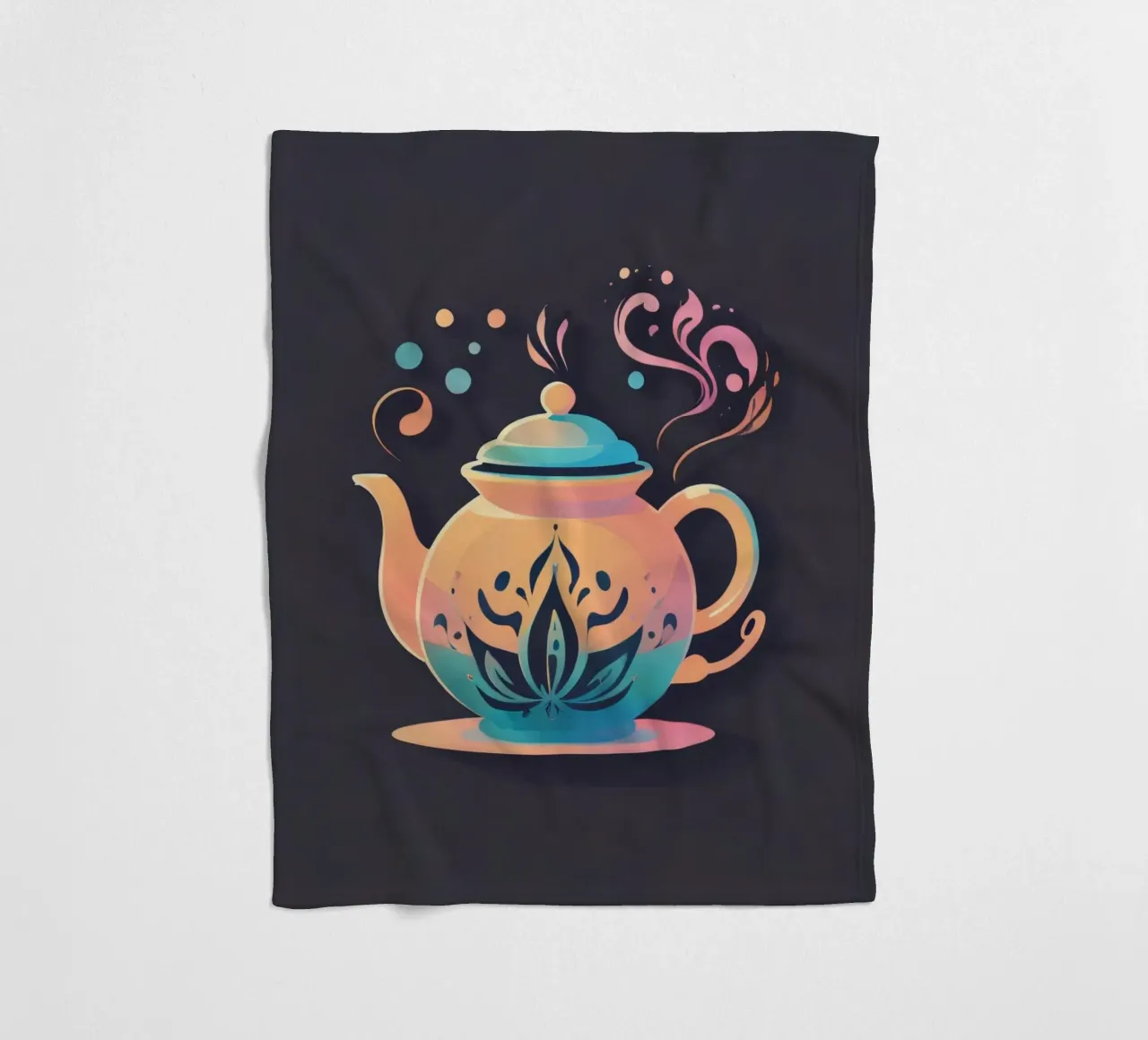 Stylish teapot design featuring elegant floral patterns fleece blanket by DesignDoodle
