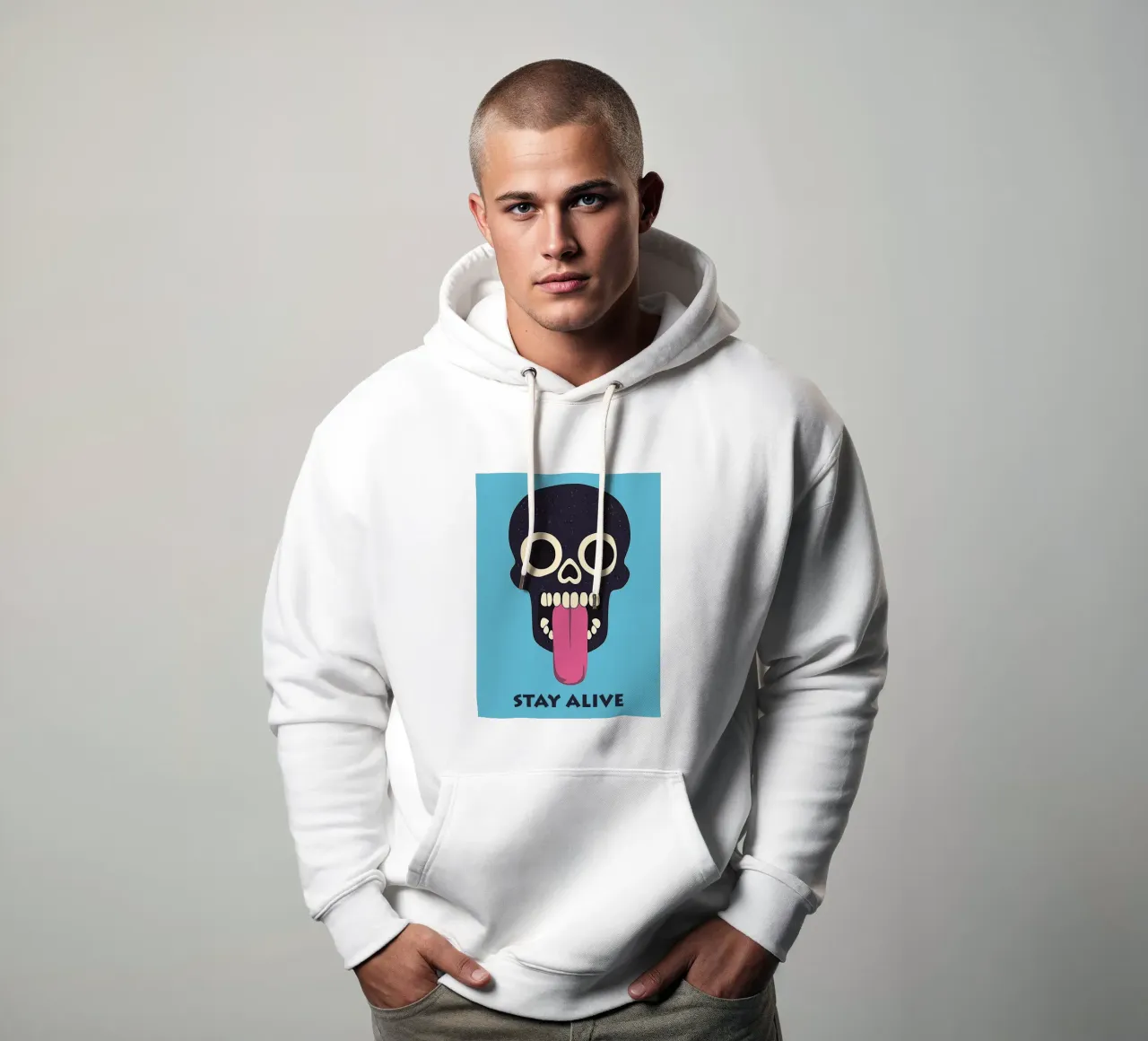 Stay Alive | Funny Skull Motivation felpa con cappuccio da Autofocus