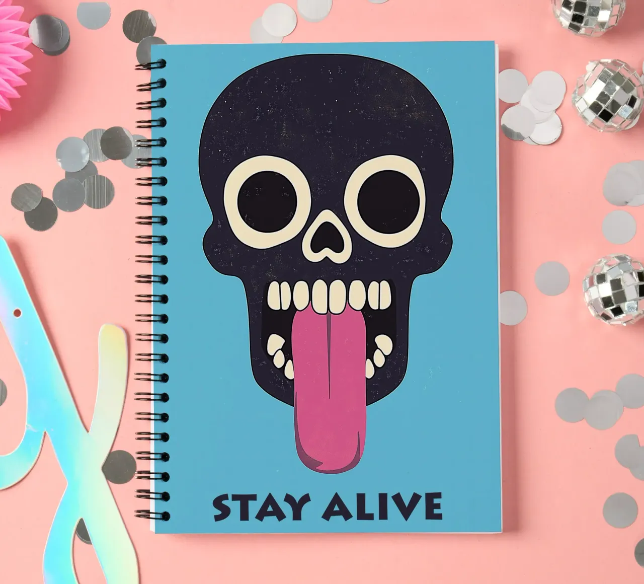 Stay Alive | Funny Skull Motivation cuaderno de espiral de Autofocus