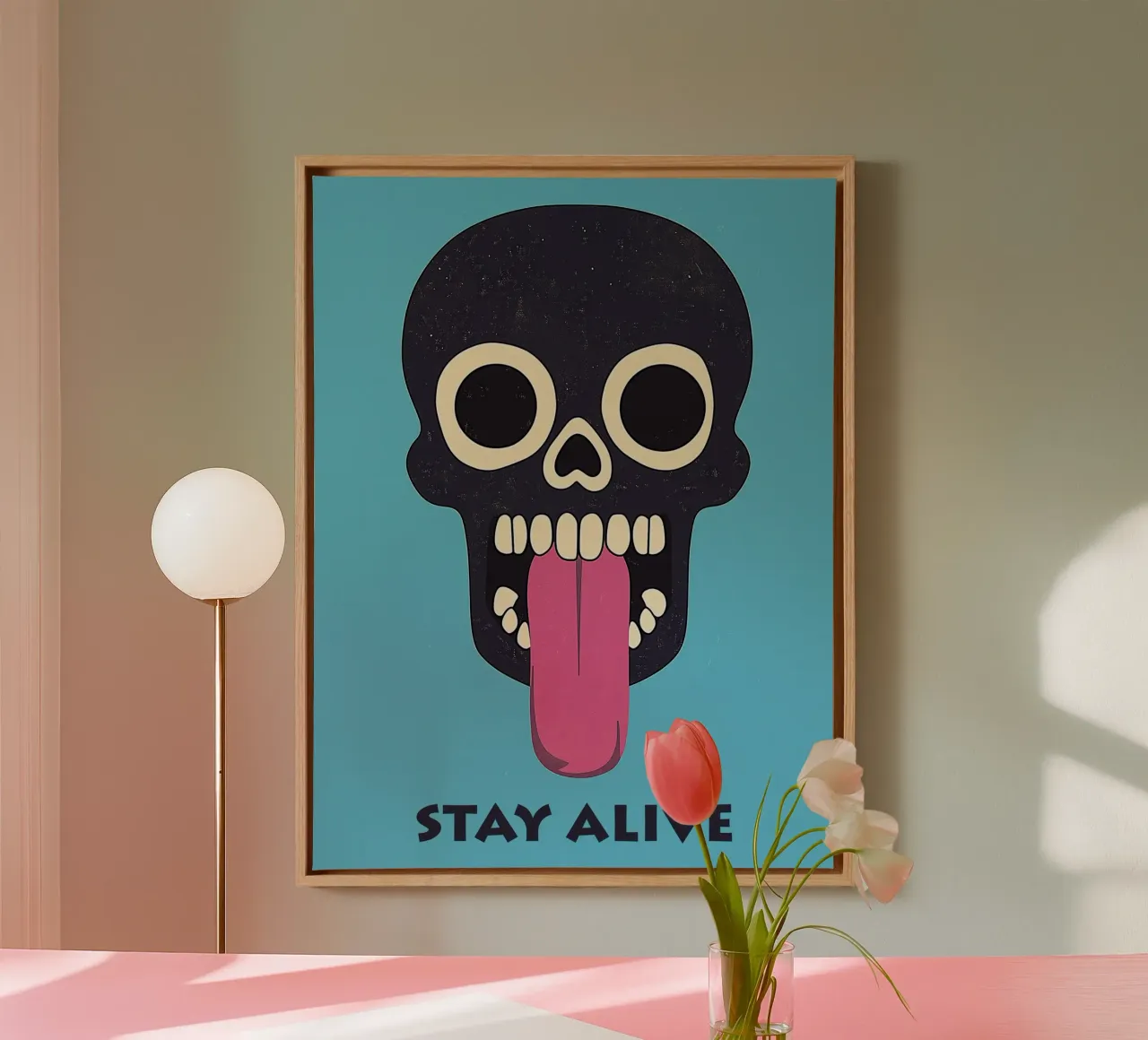 Stay Alive | Funny Skull Motivation canvas met Baklijst van Autofocus
