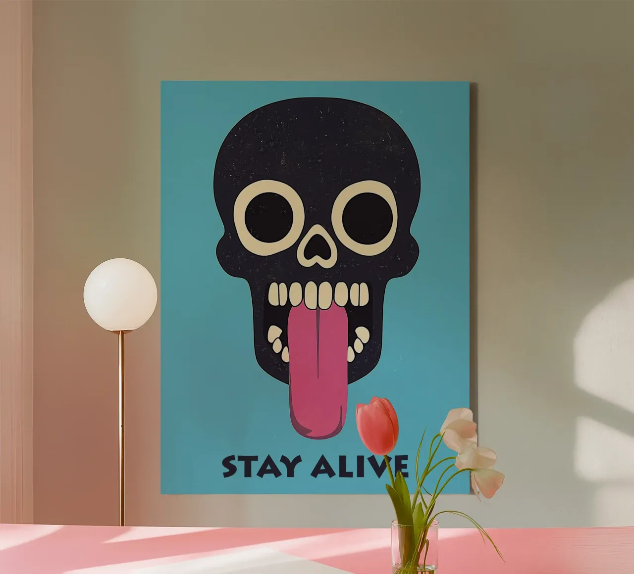 Stay Alive | Funny Skull Motivation canvas met Baklijst van Autofocus