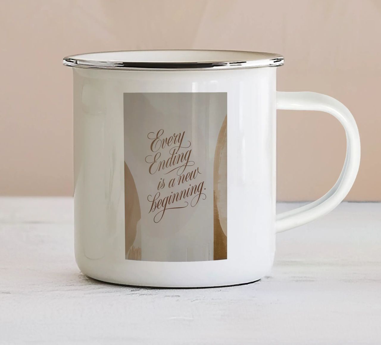 Ogni fine è un nuovo inizio. tazza in smalto da logic