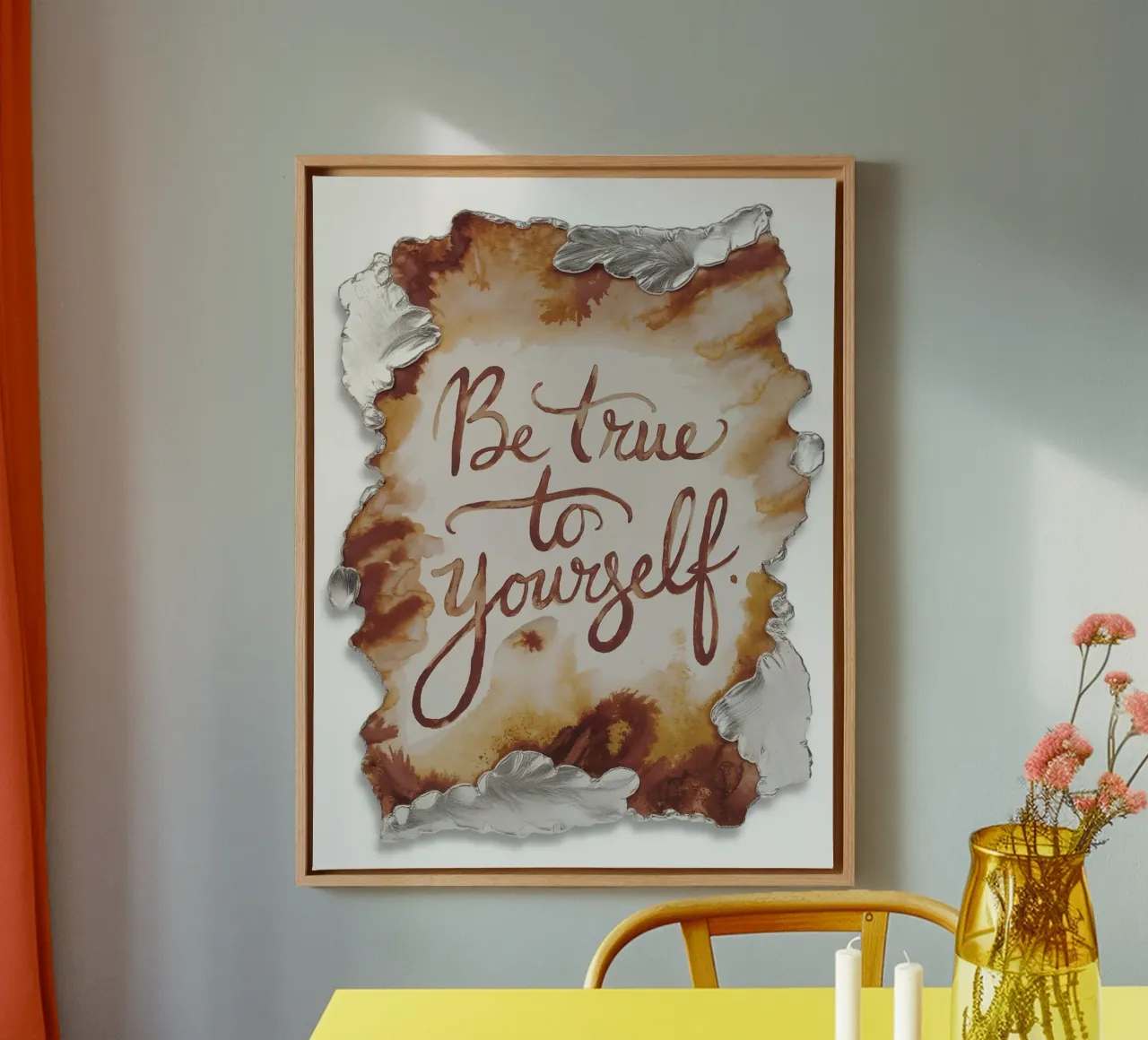 Vivere il momento. tela con Cornice a cassetta da logic