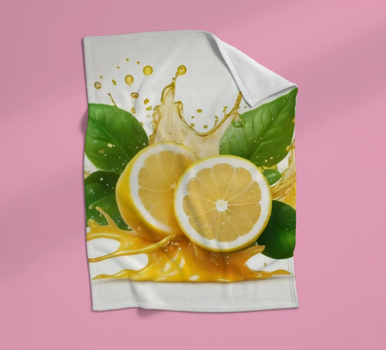 Mezzi limoni brillanti che eruttano succo e spruzzi tra coperta in pile da DesignDoodle