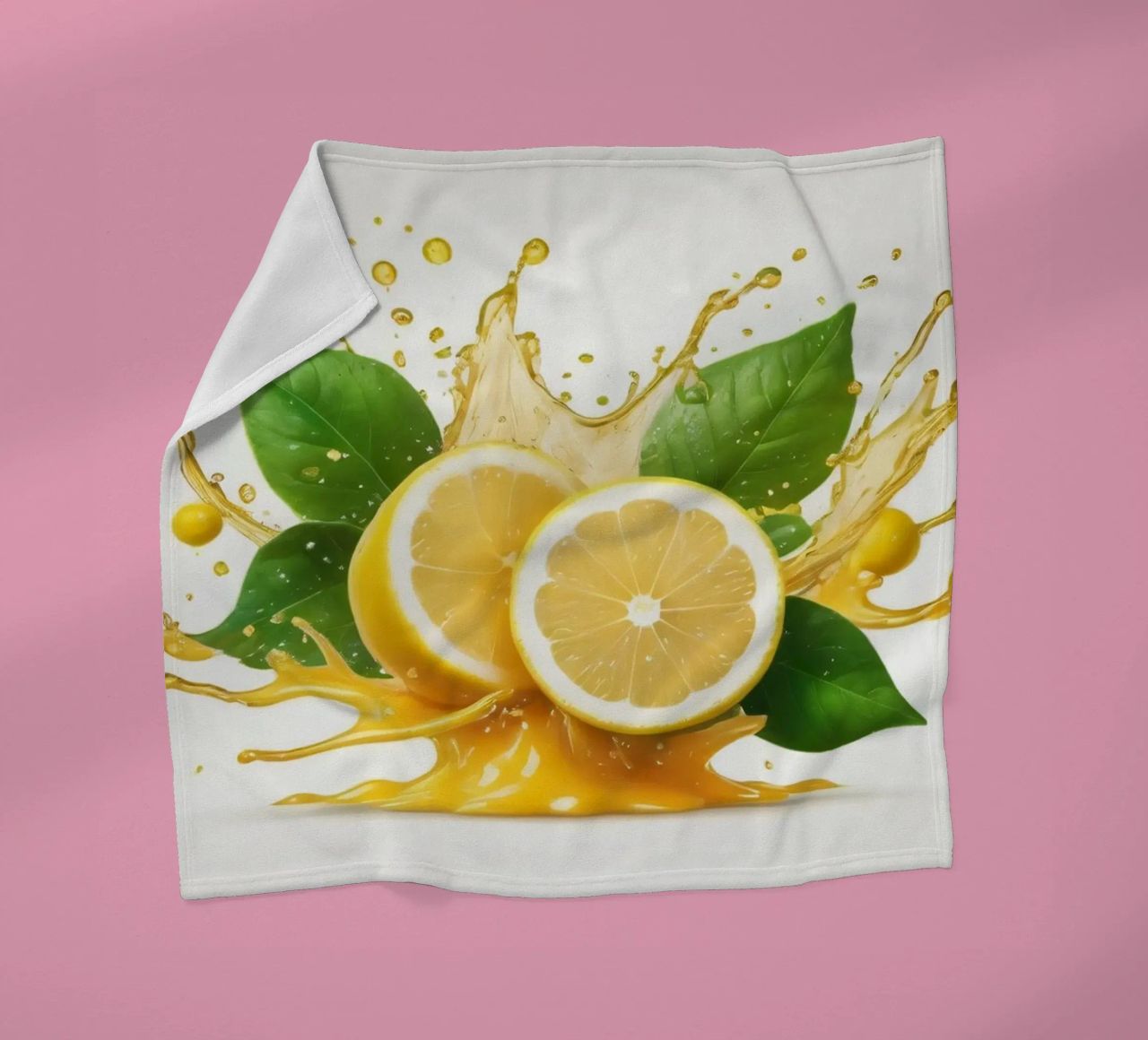 Mezzi limoni brillanti che eruttano succo e spruzzi tra coperta in pile da DesignDoodle