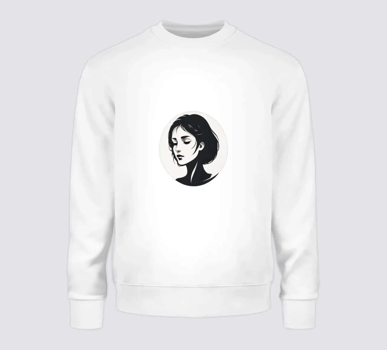 Elegante illustrazione in bianco e nero di una donna felpa da DesignDoodle