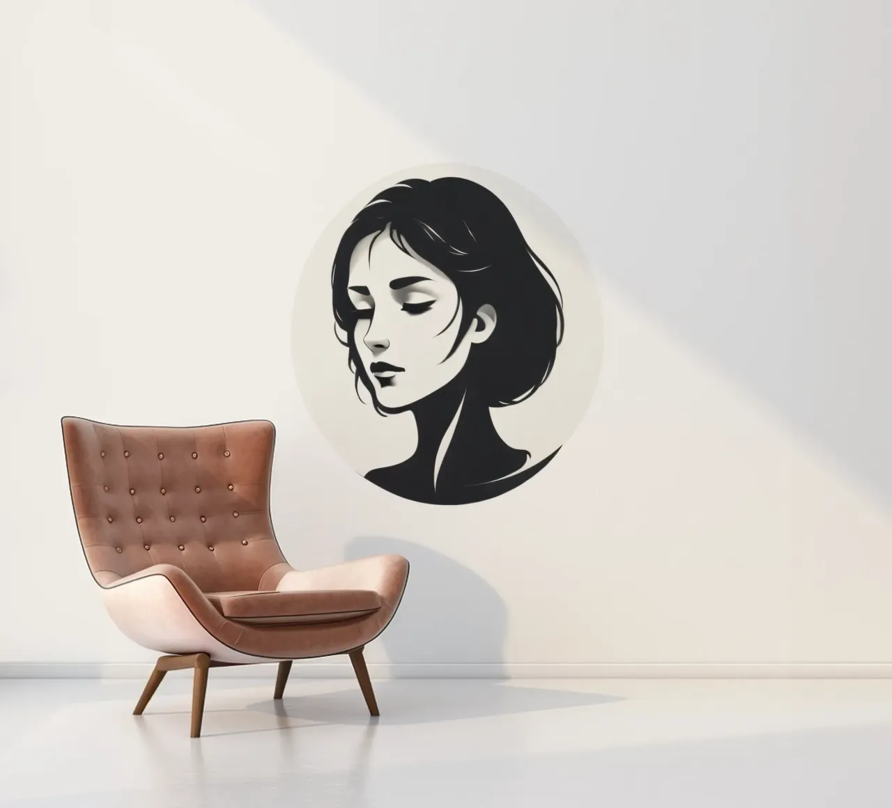 Elegant black and white illustration of a woman photo wallpaper by DesignDoodle
