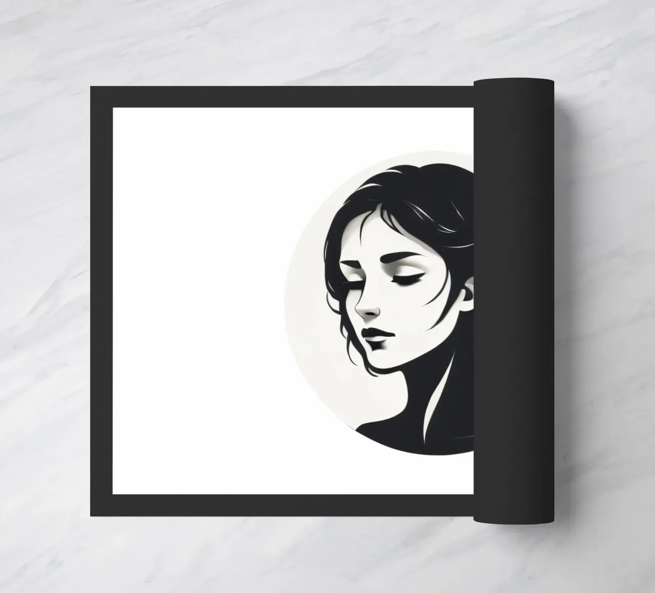 Elegante illustrazione in bianco e nero di una donna zerbino da DesignDoodle