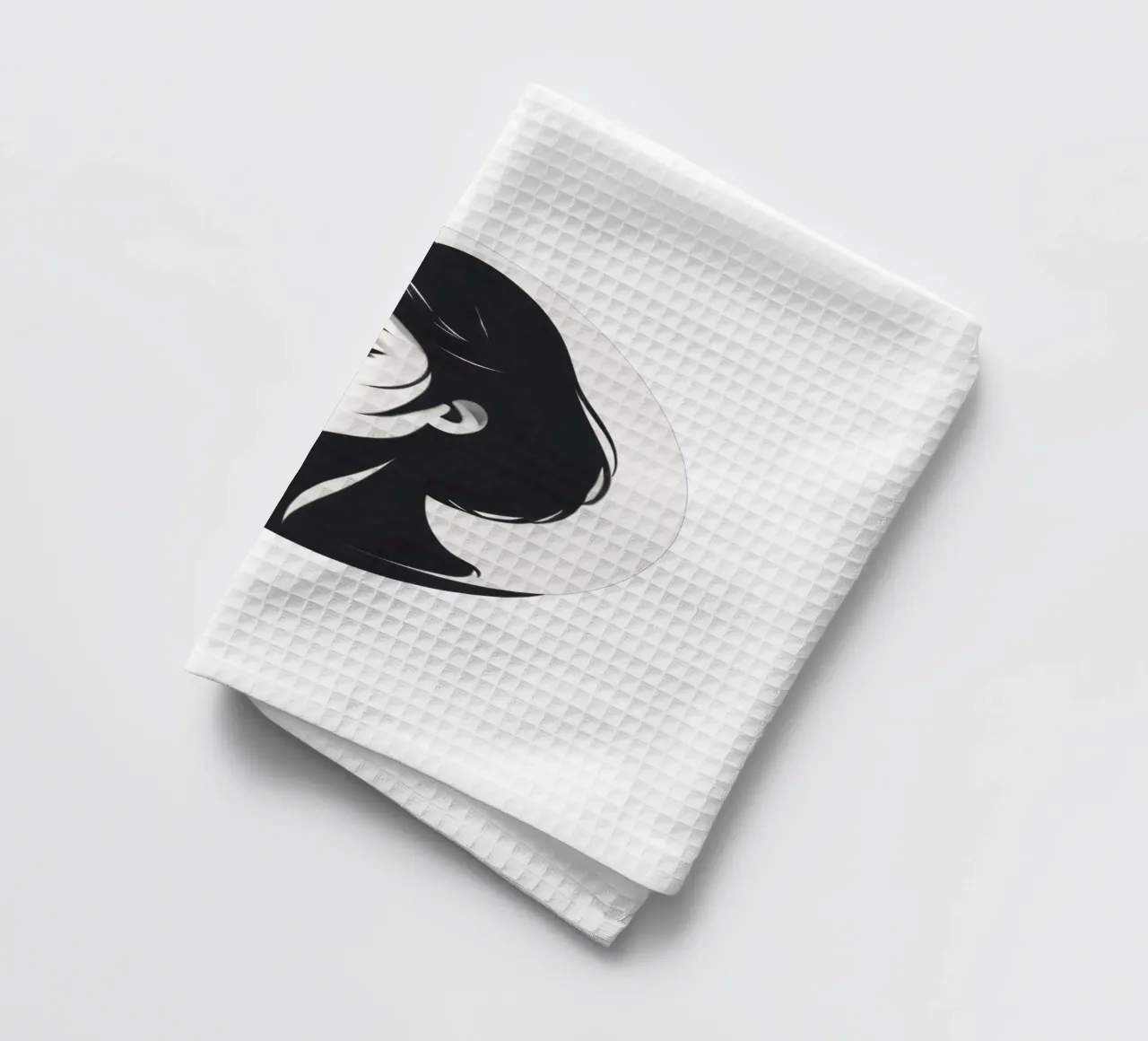 Elegante illustrazione in bianco e nero di una donna canovaccio da cucina da DesignDoodle