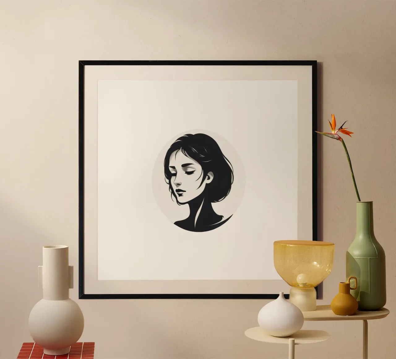 Elegante illustrazione in bianco e nero di una donna poster da DesignDoodle