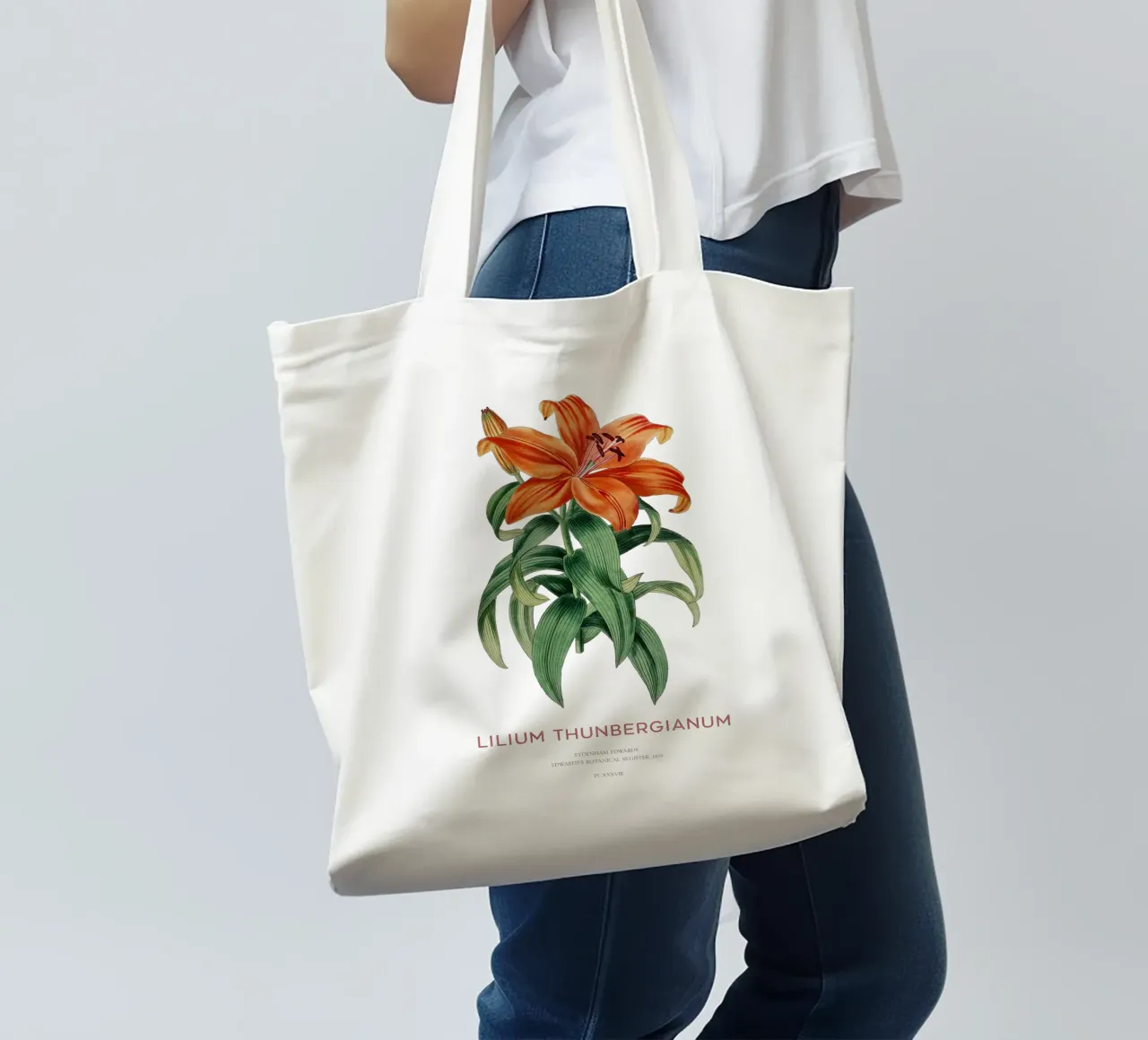 Giglio trasparente o Lilium thunbergianum borsa in juta da Vintagrafica