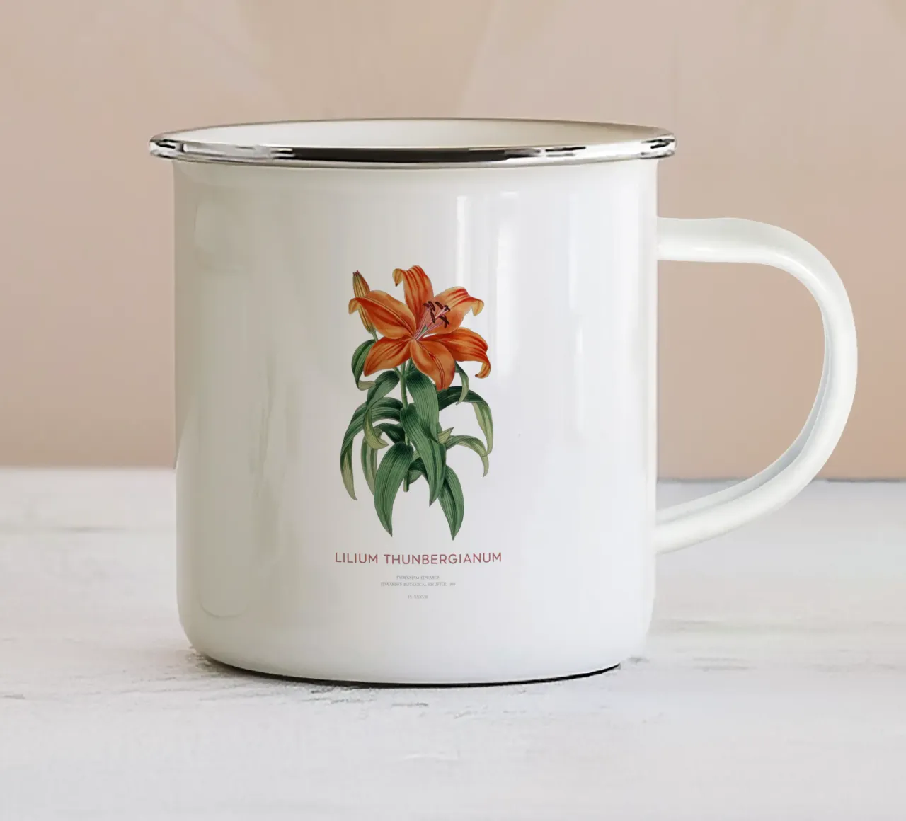 Giglio trasparente o Lilium thunbergianum tazza in smalto da Vintagrafica