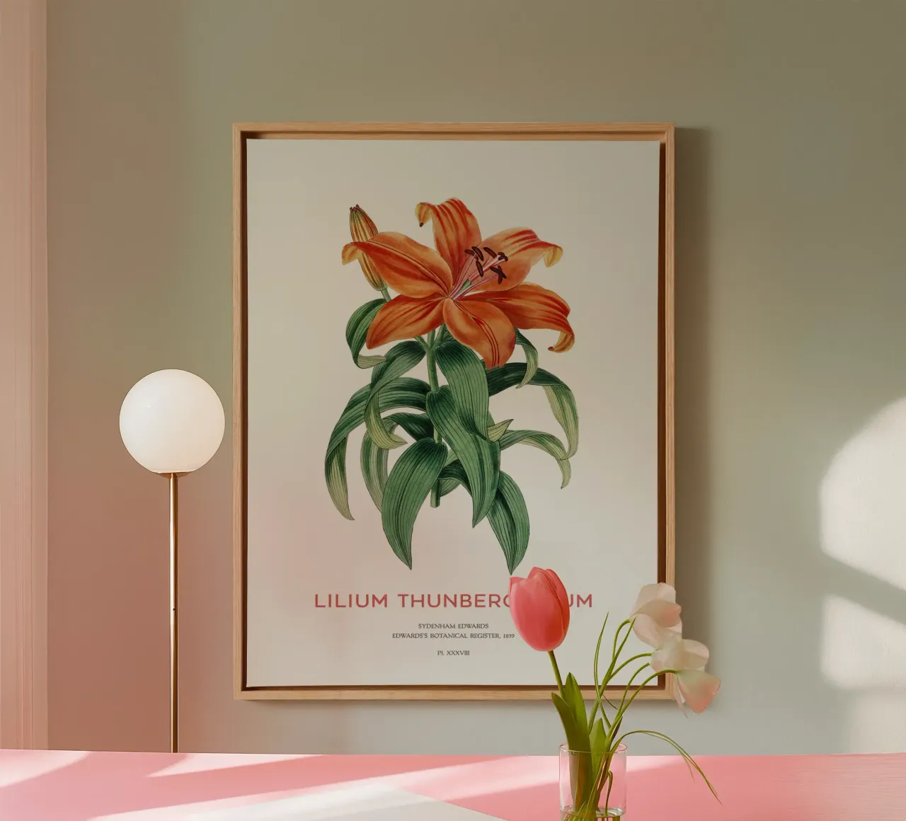 Giglio trasparente o Lilium thunbergianum tela con Cornice a cassetta da Vintagrafica
