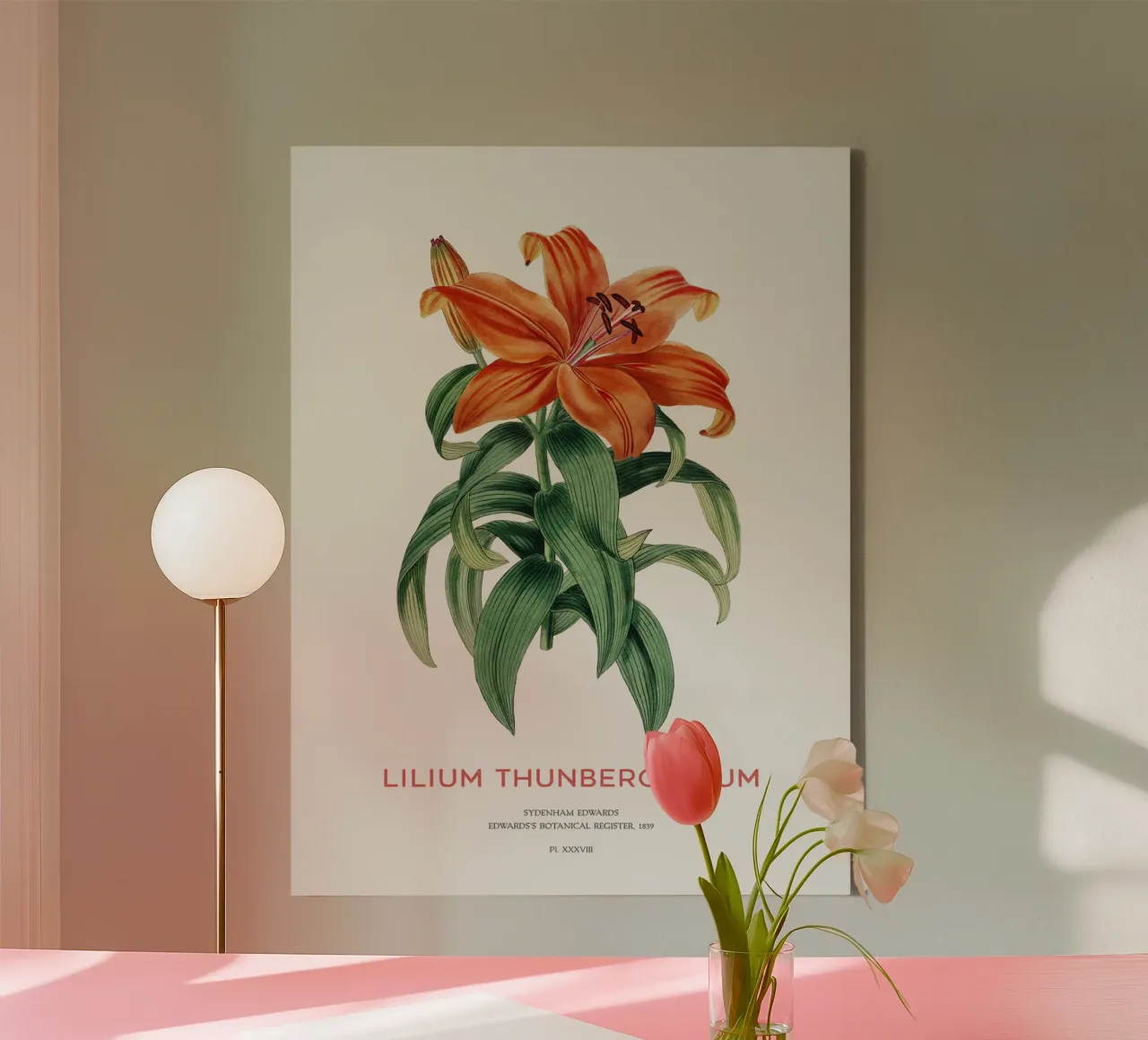 Giglio trasparente o Lilium thunbergianum tela con Cornice a cassetta da Vintagrafica