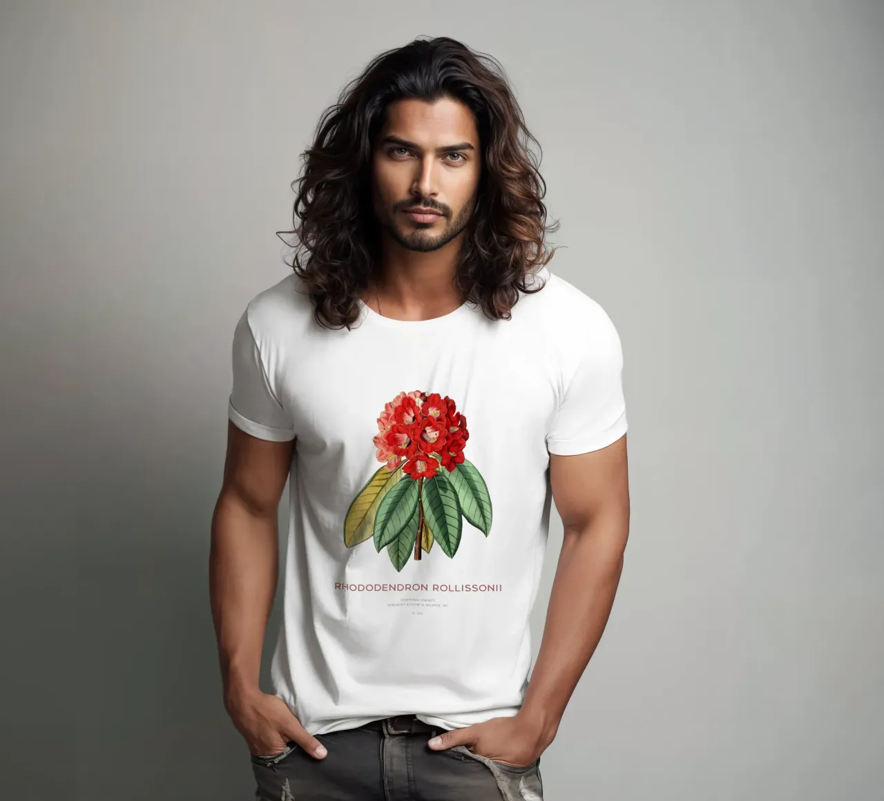 Baum-Rhododendron oder Rhododendron rollissonii T-Shirt von Vintagrafica