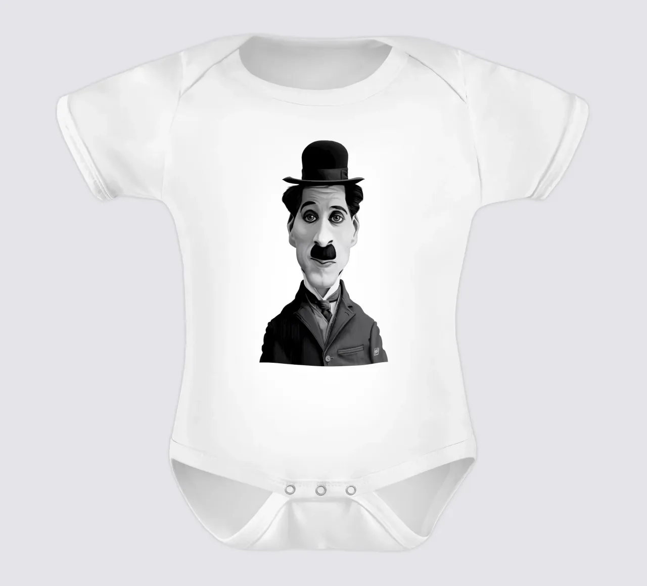 Charlie Chaplin body neonato maniche corte da Rob Art | Illustration