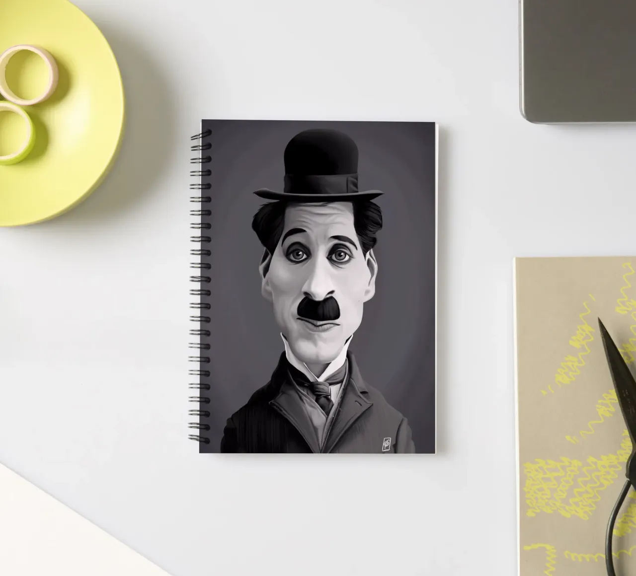 Charlie Chaplin spiral notebook by Rob Art | Illustration