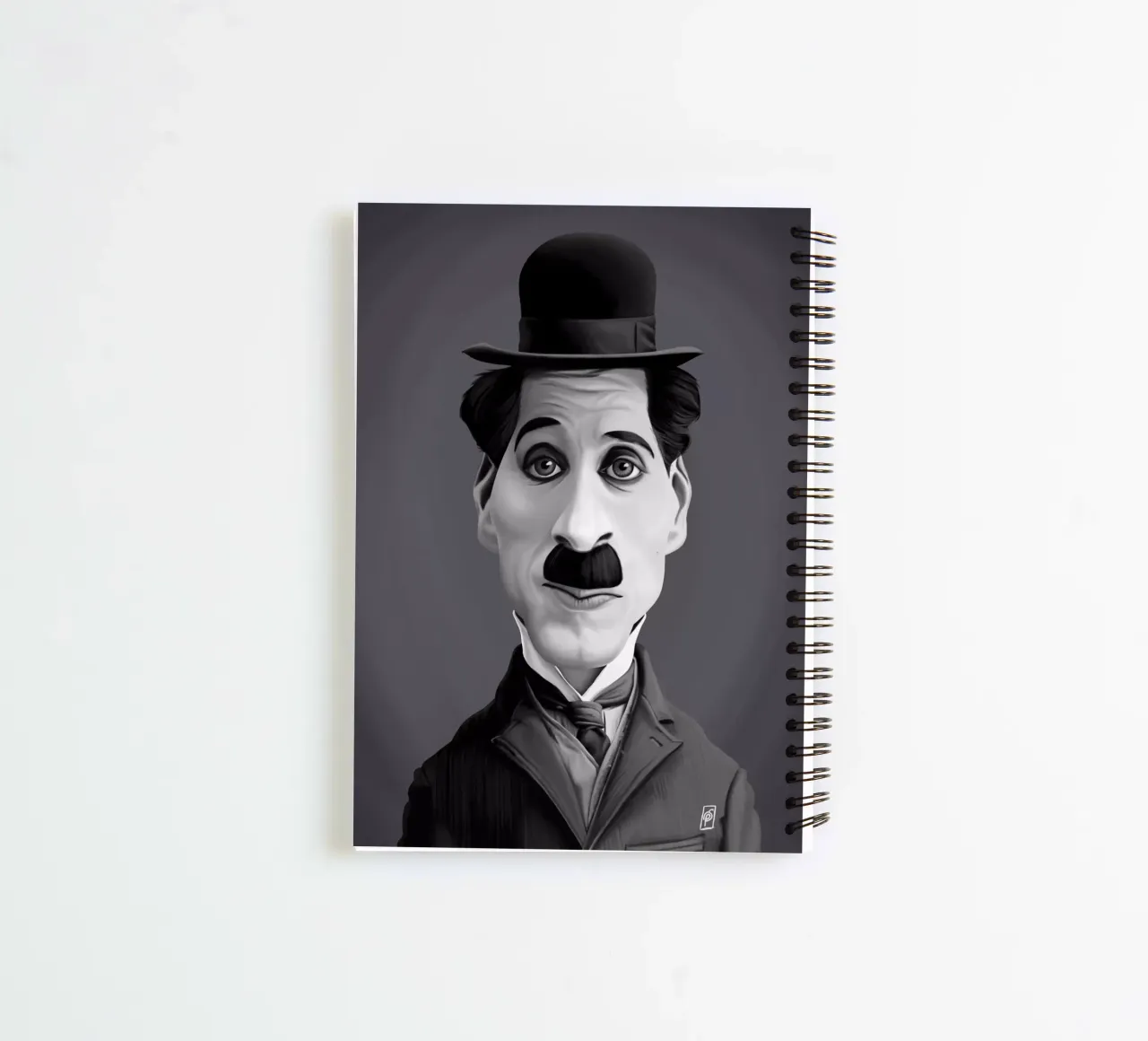 Charlie Chaplin spiral notebook by Rob Art | Illustration