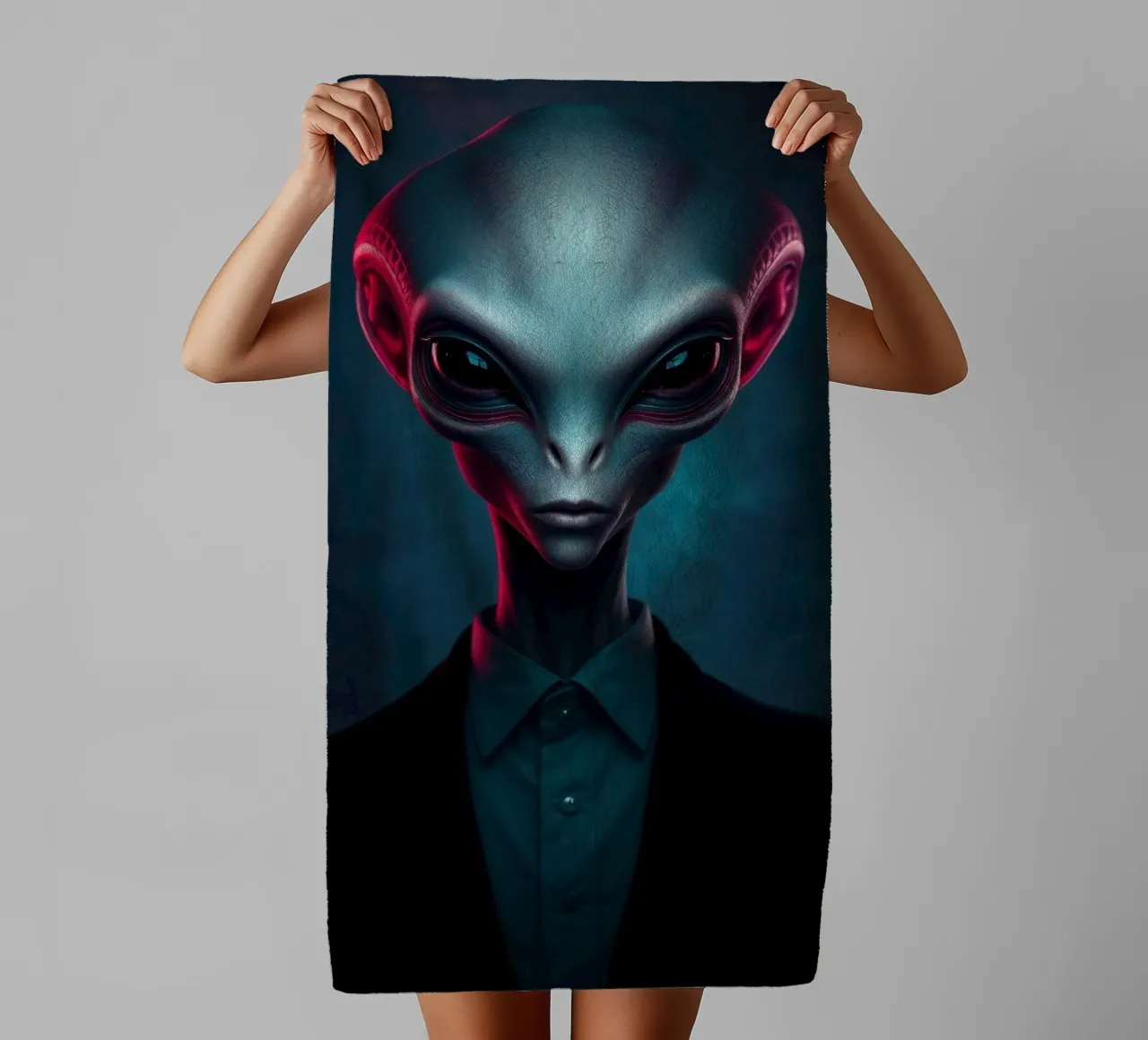 Alien Portrait towel by Not from this planet
