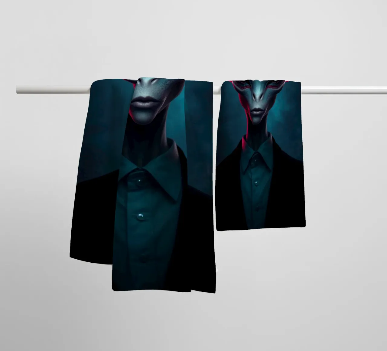 Alien Portrait towel by Not from this planet