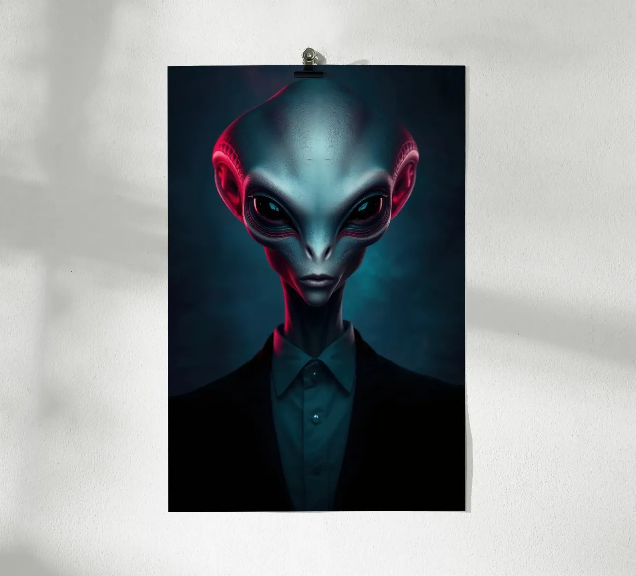 Alien Portrait poster with aluminum frame by Not from this planet